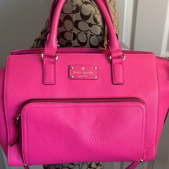 Kate Spade ♠️ Bright Pink Handbag and Crossbody - Picture 6 of 14